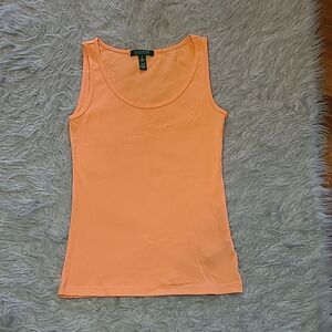 Lauren Ralph Lauren womens orange logo cotton tank top size medium